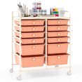 thumbnail image 1 of Costway 12-Drawer Rolling Storage Cart with 2 Sizes Plastic Drawers Skin Pink, 1 of 10