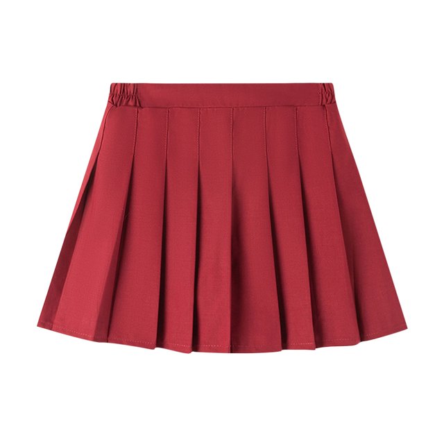 MeetoTime Girls Pleated Skirt Solid Color Plaid Printed Half Dress with Inner Lining 9-16 Years Children Clothes