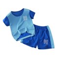 thumbnail image 1 of MIASHUI Boys Loose Athletic Short Sleeve Shirt and Active Mesh Shorts Set,Blue,7-8 Years, 1 of 3
