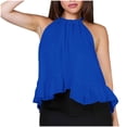 thumbnail image 2 of Weiqiqre Women's Clothing Adjustable Tie Neckline Ruffle Hem Sleeveless Flowy Halter Tops, 2 of 7