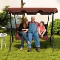 thumbnail image 3 of Costway Patio 3 Seats Canopy Swing Glider Hammock Steel Frame Cushioned Backyard Coffee, 3 of 10