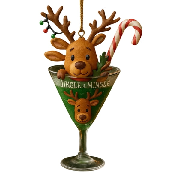 Whimsical Christmas Drink Ornament, Festive Beverage Accent, Sparkling Design, for Holiday Decor, Home Bar, Office Party, Seasonal Home Accents, Decorative Glassware Hzhnb | Acrylic, As