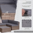 thumbnail image 4 of Ensemble de meubles de patio 7 pièces en rotin synthétique avec canapé sectionnel, table à lattes WPC, coussins et oreillers pour jardin, pelouse, terrasse, beige foncé et gris, 4 of 18