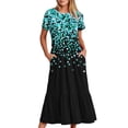 thumbnail image 1 of Women's Short Sleeve Printed Dress, Round Neck Casual Dress with All-Over Pattern, Lightweight Polyester Machine-Washable Dress for Daily Wear, 1 of 5