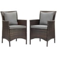 thumbnail image 1 of Modway Conduit 17 Pouces Fauteuil de Salle à Manger de Patio en Rotin Brun/gris (Ensemble de 2), 1 of 3