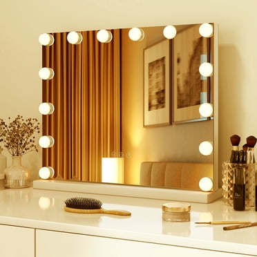 Gymax Miroir de Maquillage Hollywoodien avec Lumières DEL 2 en 1 pour Table et Mur