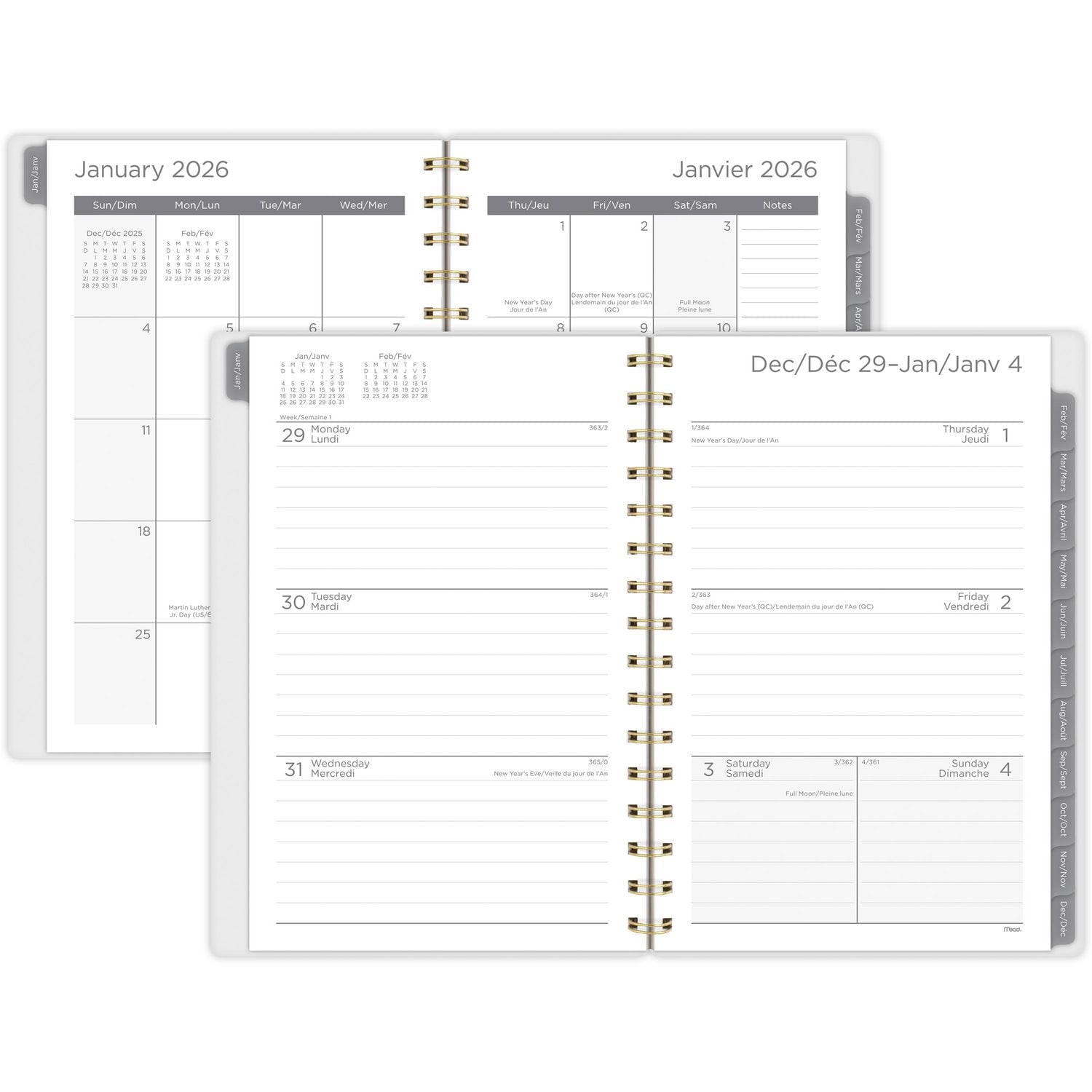 Agenda hebdomadaire Mead® Greyson Floral 2026, petit format, couverture transparente en polyéthylène