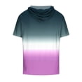thumbnail image 4 of Besolor Mens Casual Hooded Tops Gradient Drawstring Short Sleeve Shirts Sports ness Pullover Summer Blouse, 4 of 4