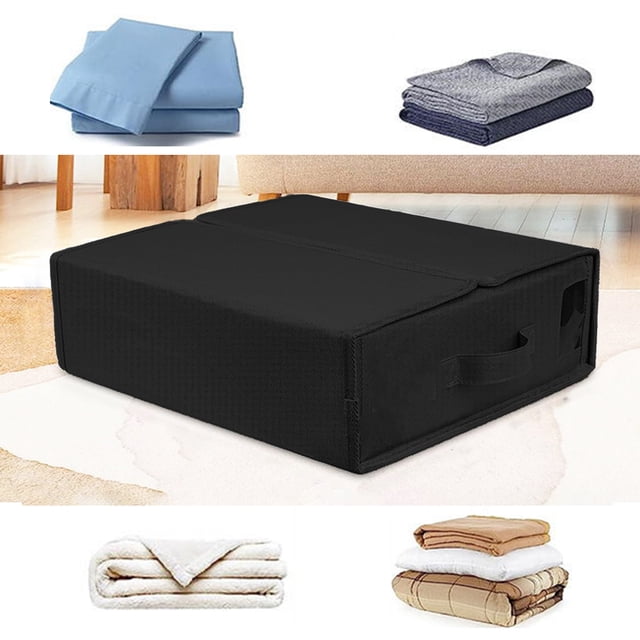 SuoKom Bed Sheet Set Organizer, Foldable Bed Sheet Organizer and Storage, Foldable Storage Box for Duvet Cover Set, Linen Closet Organizer for Bedding Clothes Blankets