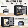 thumbnail image 2 of Omethey 2.0 Cub Safe Box with Fireproof Bag, Steel Security Safe with Backlit Touch Screen Keypad, Dual Alarm, Adjustable Shelf, Mute Function and LED Light for Money Home Office, 2 of 7