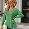 thumbnail image 4 of Timegard Hauts pour Femmes Col Carré à Boutons Manches Longues Fendu Confortable T-Shirt d'Automne Chic Décontracté Ample Hauts Blouse, 4 of 8