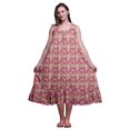 thumbnail image 1 of Bimba Robe de Nuit Mi-Mollet pour Femmes en Coton Imprimé Sans Manches, Brun Rose Foncé, 3 Feuilles Monstera, Maxi, Très Grande, 1 of 6