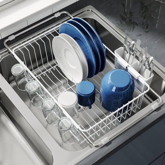 Dish Drying Rack in Sink Small Dish Drainers for Inside Sink Over The Sink Dish Racks Stainless Steel Drying Rack with Utensil Holder
