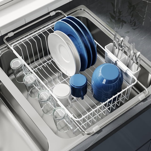 Dish Drying Rack in Sink Small Dish Drainers for Inside Sink Over The Sink Dish Racks Stainless Steel Drying Rack with Utensil Holder