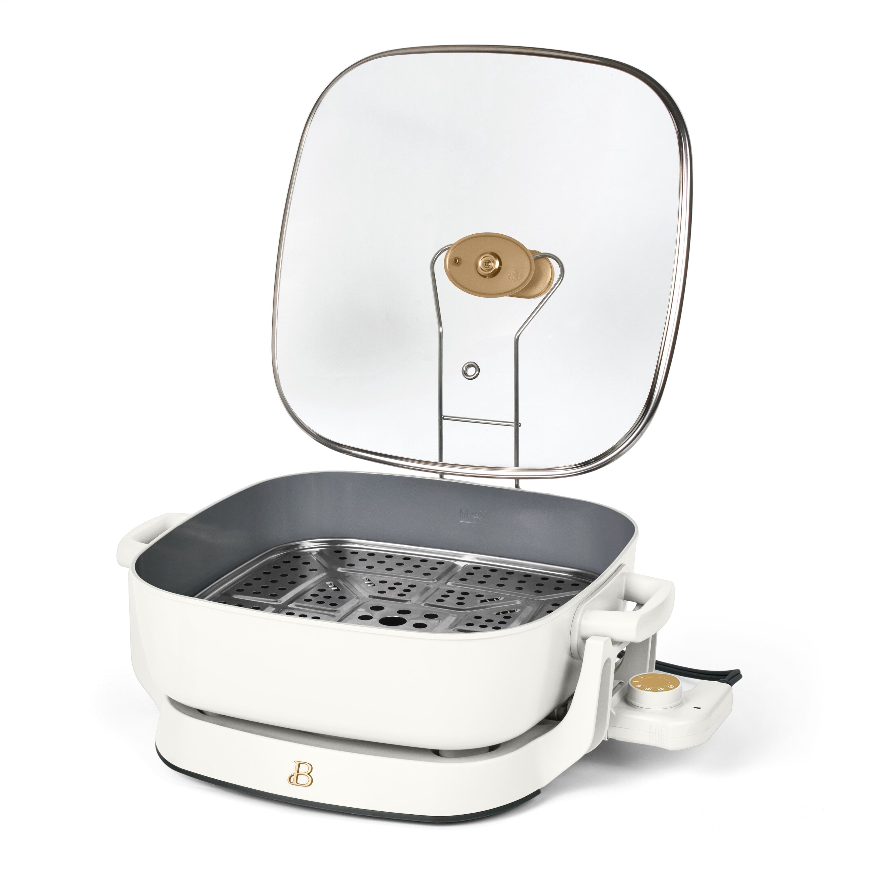 Beautiful By Drew Barrymore 5-in-1, 12" x 12" Detachable Electric Skillet with EverGood™ Ceramic Nonstick Coating