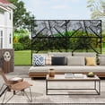 thumbnail image 4 of Edtara Outdoor Privacy Screen, Laser Cut Metal Divider Panel with Tropical Leaf Design, Freestanding and Weatherproof for Patio, Deck, Backyard, or Balcony, 4 of 8