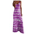 thumbnail image 2 of SMihono Robe Maxi Bohème d'Été pour Femmes Grande Taille Mode Vacances Été Sans Manches Rayée Imprimée Col en V Sexy Décontractée Longue Robe Maxi Plage Robe d'Été, 2 of 5