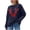 Navy, variant on RXMEKW Sweater for Women Long Sleeve Round-Neck Casual Solid Color Blouse Top with Christmas Print for Holiday Party and Daily Wear