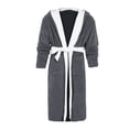 thumbnail image 4 of WZXFASHION Men's Winter Plush Lengthened Shawl Bathrobe Home Clothes Long Sleeved Robe Coat Intimates Grey XXXXXL, 4 of 7