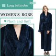 thumbnail image 2 of Artfasion Womens Long Flannel Bathrobe Solid Soft Plush Bath Robe Microfiber Fleece Full Length Sleepwear, 2 of 6