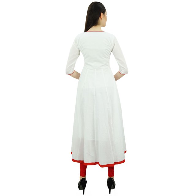 Bimba Kurti Ethnique de Designer pour Femmes, Robe Kurta Anarkali Évasée avec Pompon