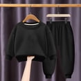 thumbnail image 3 of Pisexur Ensemble 2 Pcs pour Bébé Filles Garçons Automne Hiver Mode Décontractée Polaire Couleur Unie Manches Longues Col Rond Chandails en Molleton et Pantalons Vêtements de Détente Ensemble de Survêtement pour Enfants 3-8 Ans, 3 of 4