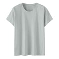 thumbnail image 4 of WTXUE T-Shirts à Manches Courtes, Chandails à Col Rond pour Femmes Chandails en Coton Chandails Amples T-Shirts Hauts Amples Unis / Décontractés pour Femmes Gris TG, 4 of 4