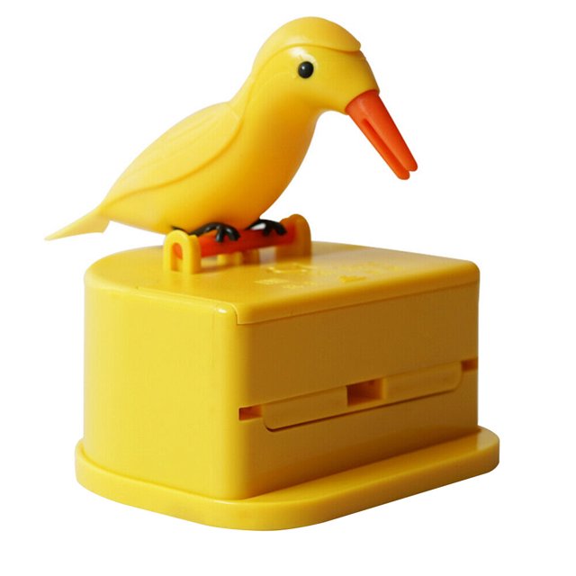 Toothpick Box Toothpick Storage Case Automatic Dispenser toothpick case Bird Shape ABS Plastic Holder, Yellow
