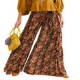 thumbnail image 1 of Pantalons de Plage Boho pour Femmes Taille Haute Décontractée Ample Jambe Grand Droite Imprimée, 1 of 5