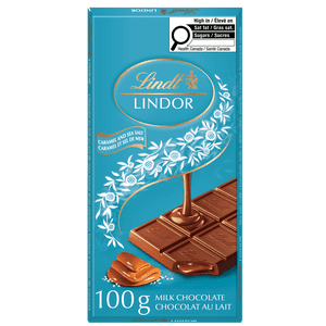 Lindt LINDOR Caramel & Sea Salt Milk Chocolate Bar, 100g