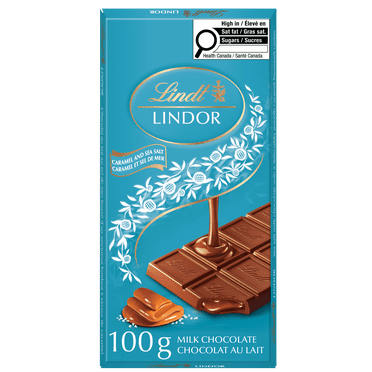 Lindt LINDOR Caramel & Sea Salt Milk Chocolate Bar, 100g