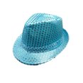thumbnail image 1 of TiaoBug Women Men Sequin Fedora Hat Disco Hat Jazz Dance Hat Hip-Hop Rapper Stage Performance SkyBlue One Size, 1 of 4