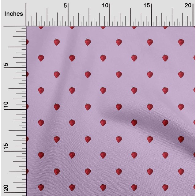 oneOone Tissu Popeline de Coton Imprimé Fraise pour Couture BTY 42 Pouces de Large
