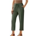 thumbnail image 1 of Yanlir Women's Summer High Waisted Boho Straight Pants Wide Leg Long Lounge Pants Solid Color Drawstring Trousers with Pocket Lightweight(Army Green,XL), 1 of 7