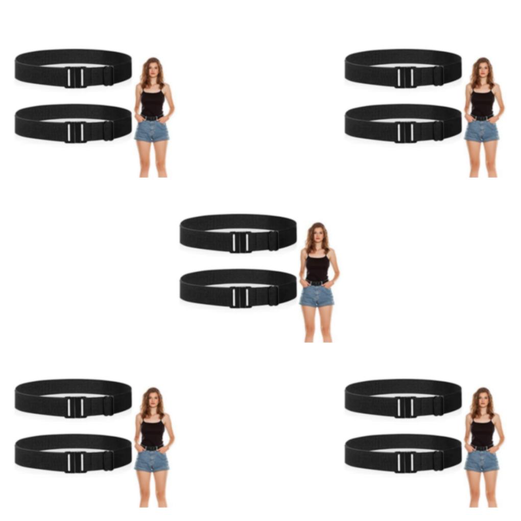 Wisewang 2piece Adjustable Stretch Flat Buckle Belts Wide Application Wear With Comfort 5Set