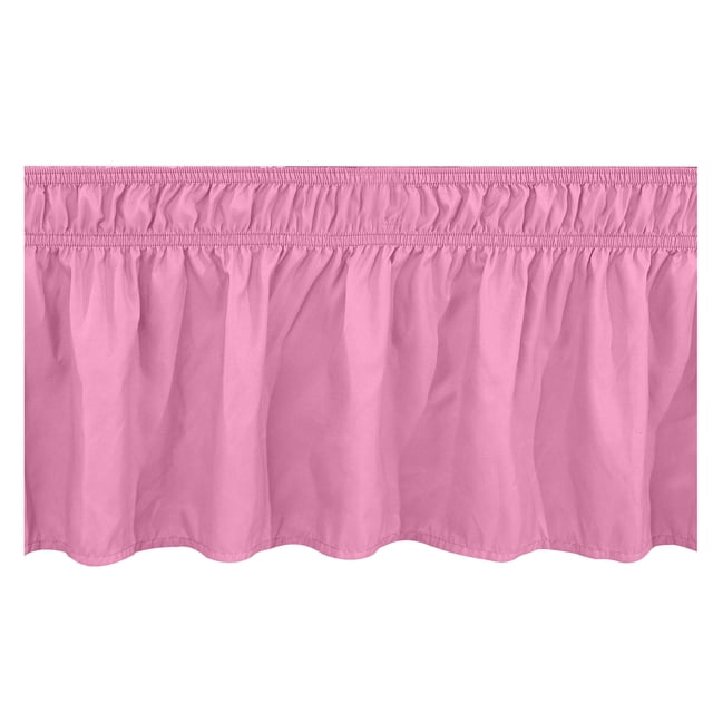 Bed Skirts for Adjustable Bed with a wrap-around design featuring elastic ruffles resistant to wear and an adjustable elastic belt. The skirt is displayed in a vibrant pink color with neatly ruffled edges and a 15-inch drop, fitting beds measuring 78 inches wide by 80 inches long. Perfect for concealing box springs and bed frames while enhancing bedroom decor with a classic touch.