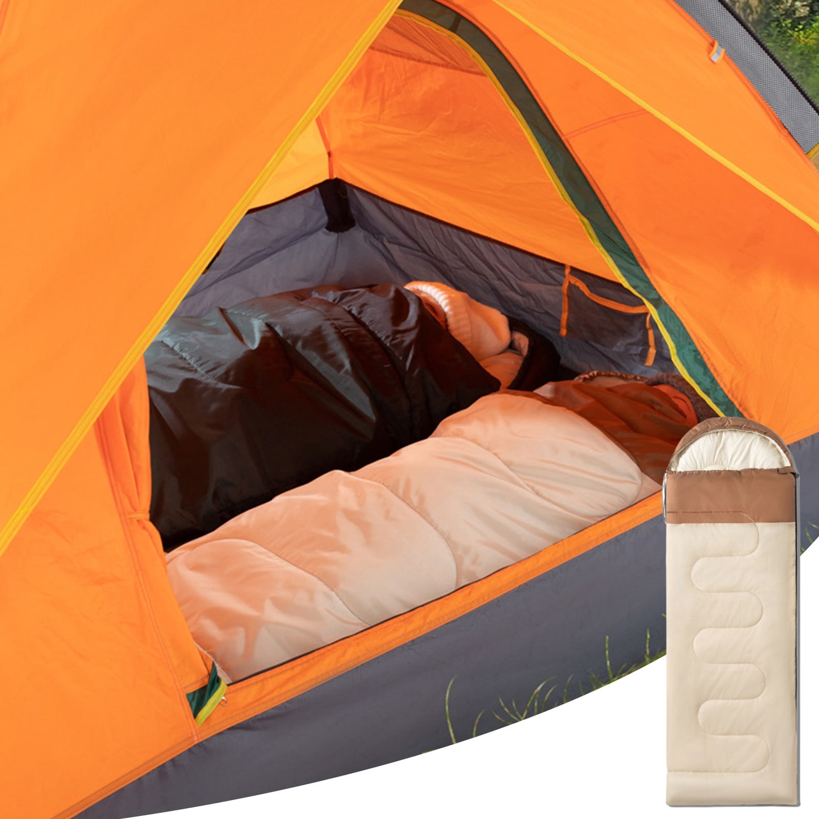 Ovzne Adult Outdoor Camping Sleeping Bag Hooded Portable Splicable And Double Indoor Lunch Break Dirty Sleeping Bag On Clearance