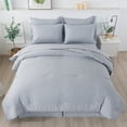 thumbnail image 1 of JML California King Comforter Set,8 Piece Soft Cationic Dyeing Microfiber Bed in a Bag,Navy, 1 of 7