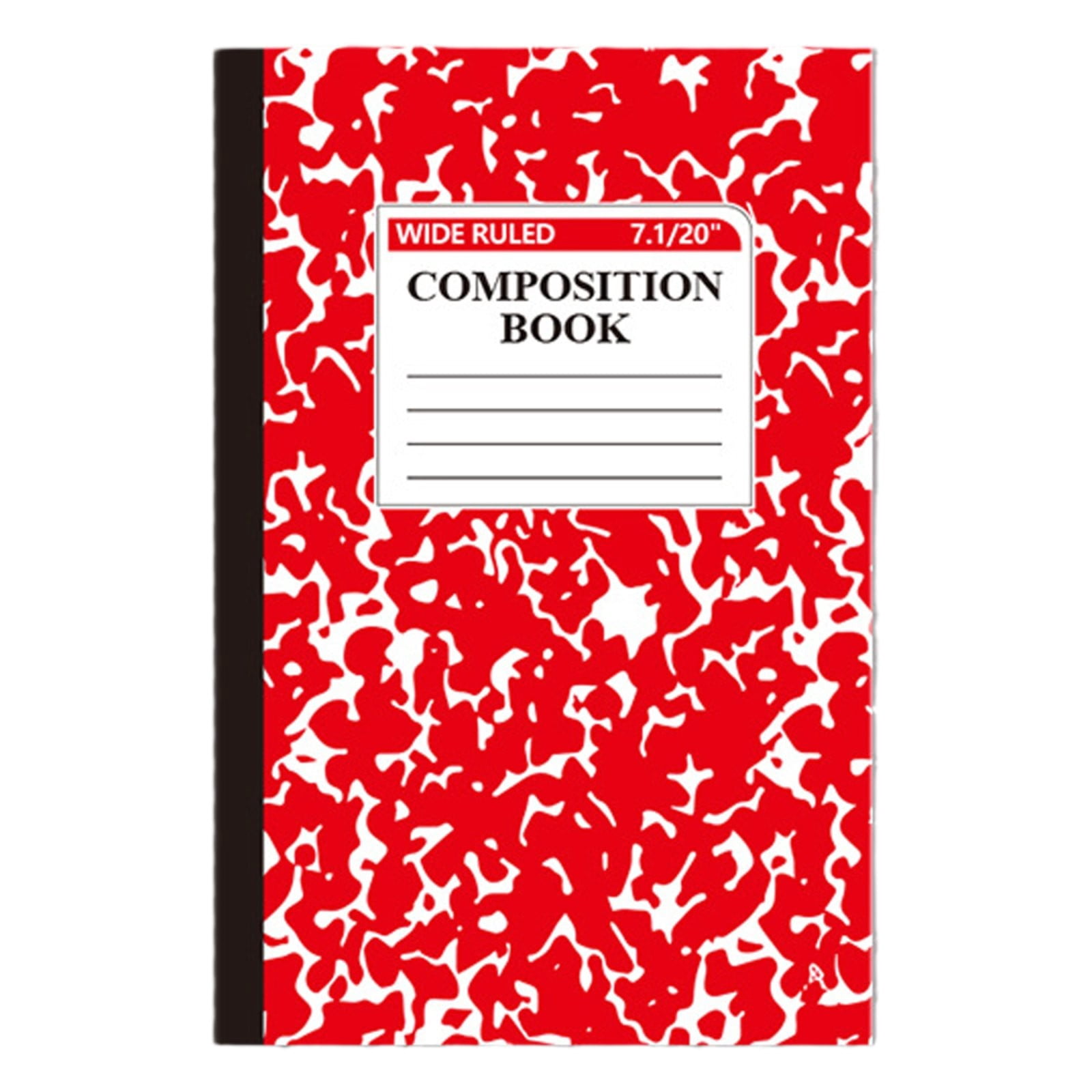 Wide Ruled Composition Notebook, Marble Cover, 100 Pages, 1 Count, Office Supplies for Teens & Adults, A5,Red