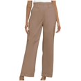 thumbnail image 1 of Timegard Lounge Pants for Women Elastic Waisted Button Straight Leg Ruched Casual Trousers with Pockets, 1 of 5