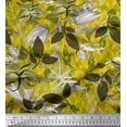 thumbnail image 1 of Soimoi Tissu Georgette Poly Jaune Motif Artistique de Feuilles Tissu au Mètre 42 Pouces de Large, 1 of 5