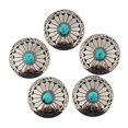 thumbnail image 2 of Abbracc 5pcs Round Floral Turquoise Buttons Screw Back For Bag Wallet Saddle Green, 2 of 7
