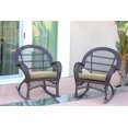 thumbnail image 1 of Jeco Wicker Rocker Chair with Tan Cushion, Set of 2, Espresso, 1 of 2