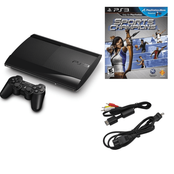 Sony - Playstation 3 PS3 Super Slim Game Console 250GB and Sports Champion Game - Black (Refurbished)