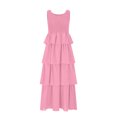 thumbnail image 4 of Ovzne Robes pour Femmes Robe pour Femme Robe d'Été Sans Manches Midi Col Rond Débardeur Smocké Ligne A à Étages Superposé Plage Fluide Longues Robes Robe d'Été Liquidation, 4 of 6