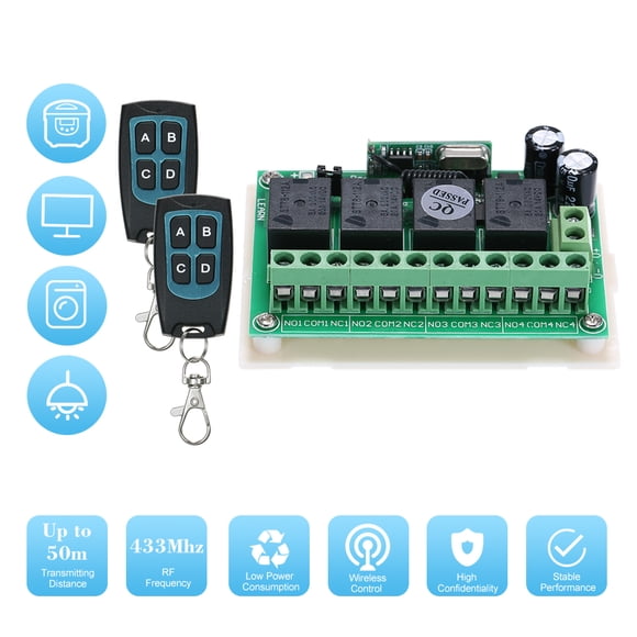 Anself Module Émetteur et Récepteur de Télécommandes Sans Fil avec Commutateur RF et Accessoires Inclus, Lot de 2