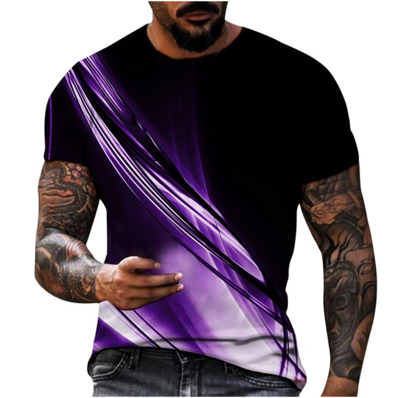 lcziwo T-Shirts Graphiques 3D pour Hommes, T-Shirts pour Hommes à Motif Linéaire Imprimé Col Rond Manches Courtes T-Shirts Moulants Été Décontracté Confortable Cool T-Shirt Athlétique 2024