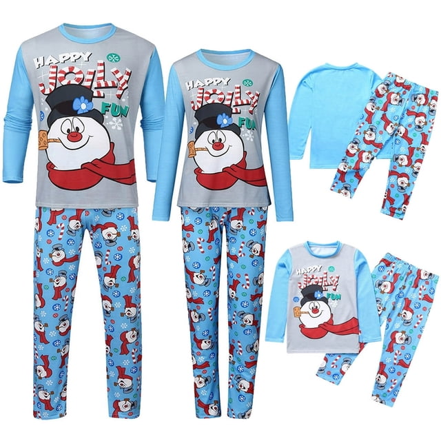 Family Matching Christmas Pajama Sets Snowman Top Pants 2PCS Christmas PJs Bodysuits