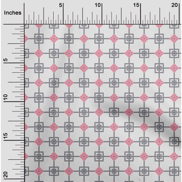 oneOone Cotton Silk Fabric Square & Triangle Geometric Print Fabric By Yard 42 Inch Wide