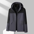 thumbnail image 3 of Pisexur Vestes pour Hommes Manteaux Confortables pour Hommes Unisexe à Capuche Manches Longues Patchwork Fermeture Éclair Coquille Rigide Molleton Randonnée Vêtement d'Extérieur Manteau Gris Foncé,4TG, 3 of 8